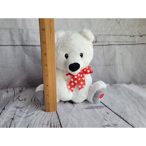 American Greetings White Teddy Bear Plush Valentines Day Heart Stuffed Animal - Picture 5 of 9